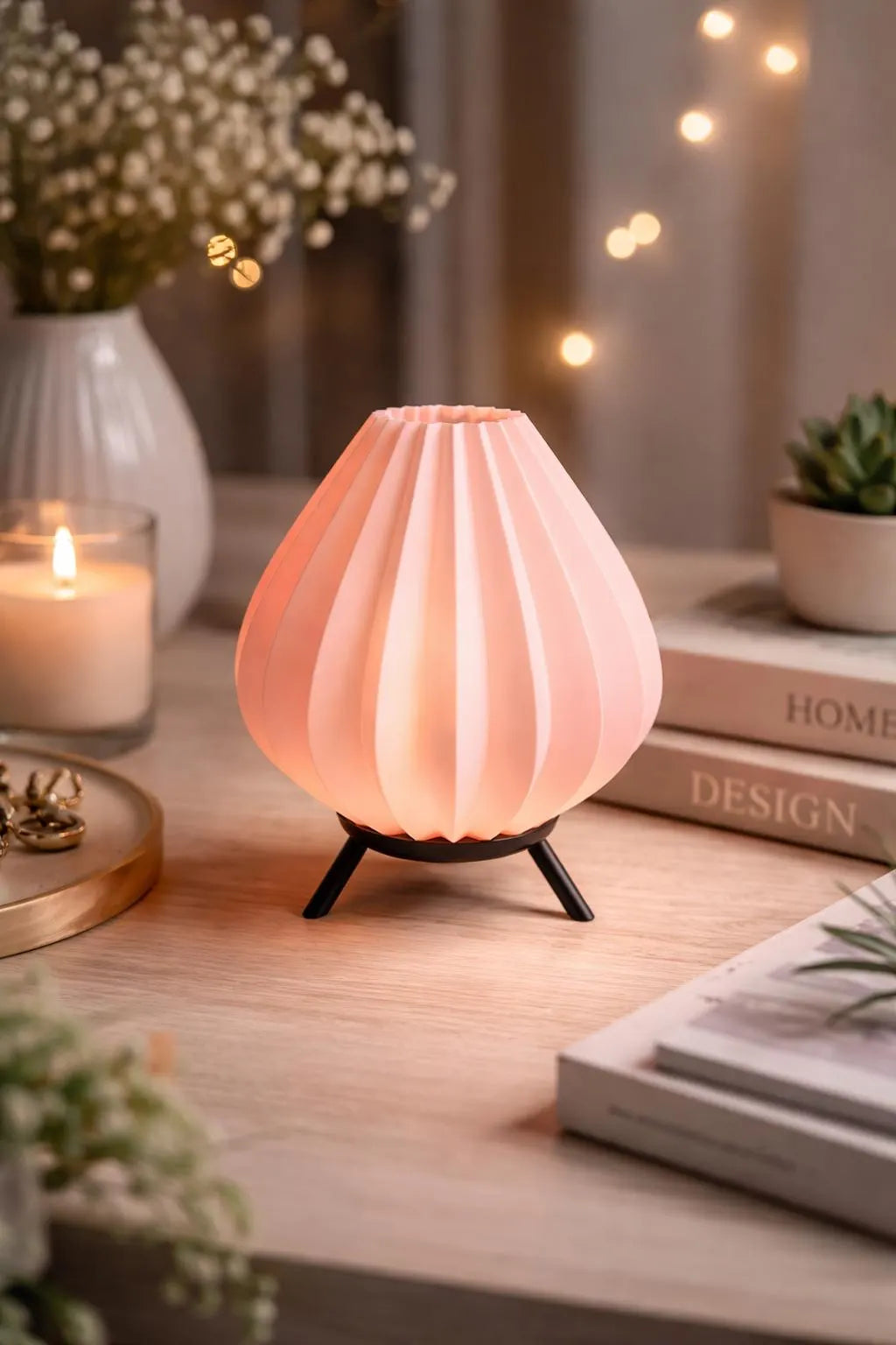 SanGlow – Modulares LED-Teelicht / dekorative 3D-gedruckte Tischleuchte mit warmweiß flackernder LED, ca. 13 cm hoch, für Innenräume.
